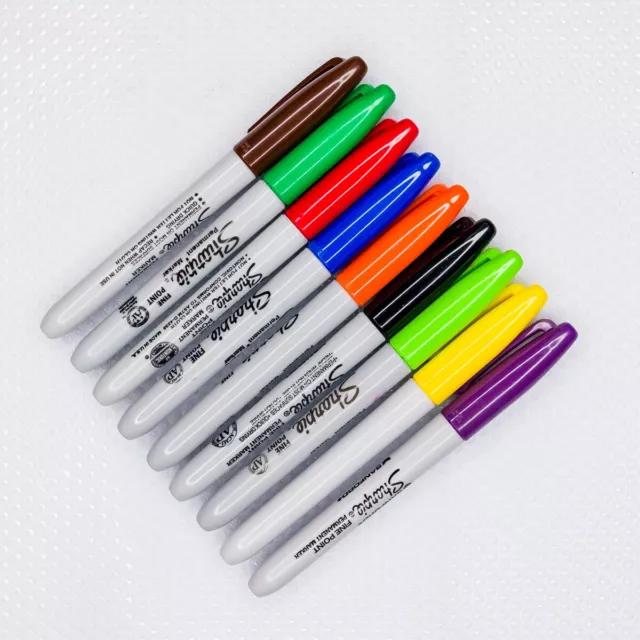 Sharpie Fine Point Used Multicolor Permanent Markers/Pens - Lot Of 9 - #3
