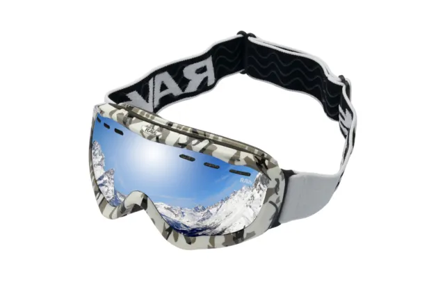 Ravs Ski Goggles Snowboard Snow Protective + Silver Mirroring