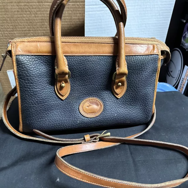 Dooney & Bourke Handbag Purse Navy Blue Satchel AWL Pebbled Leather 10x7.5”As Is