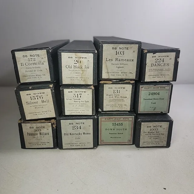12 Vintage Piano Rolls Silver Bell Down South Kentucky Home Old Black Joe & More