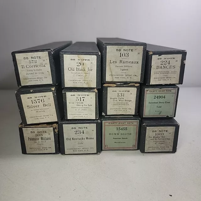 12 Vintage Piano Rolls Silver Bell Down South Kentucky Home Old Black Joe & More