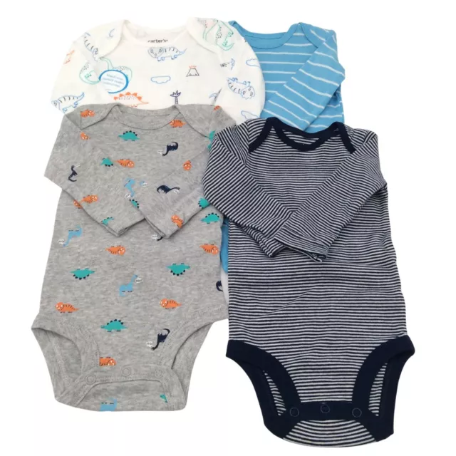 New Carter's Baby Boys Infants  Dinosaur 4 Piece Long sleeves Bodysuits Set
