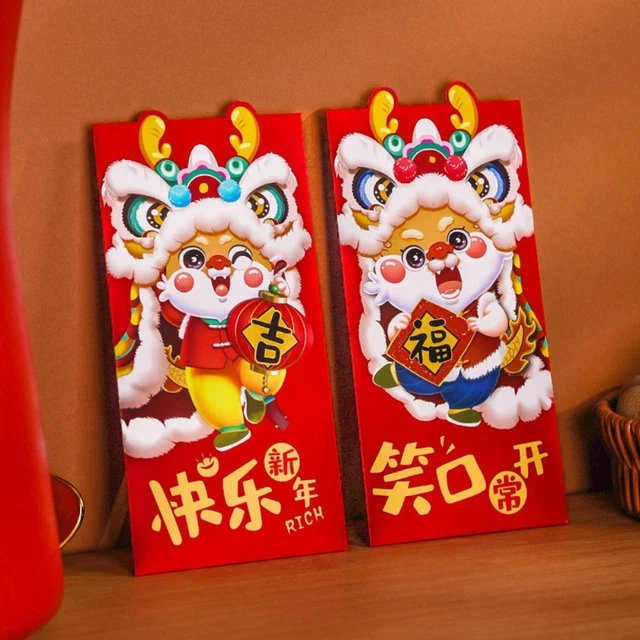 6PCS/SET 2024 Red Pocket Envelope Spring Festival Money Envelopes