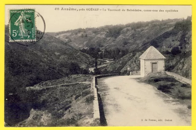 cpa Limousin ANZÊME (Creuse) Le Tournant du BELVEDAIRE Casse Cou des CYCLISTES