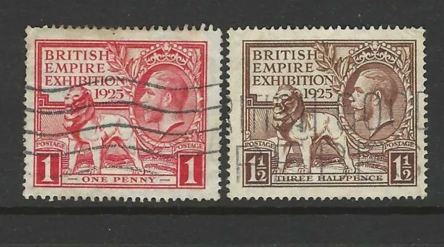 Gb 1925 Kgv British Empire Exhibition Set Sg432-433 - Good Used - Cat £100