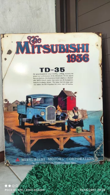 RARE Antique Vintage 1936 Mitsubishi TD-35 Advertising Car Truck Sign Gas Oil