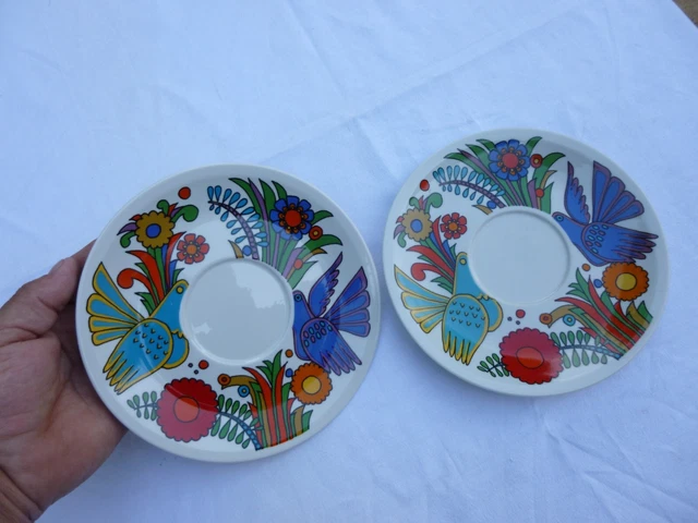 2 Grandes Sous Tasses  Soucoupes Porcelaine Villeroy & Boch  Acapulco  Ø 18.8 Cm