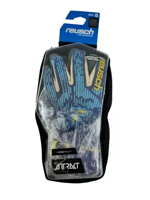 Reusch Attrakt Freegel Aqua Windproof Goalkeeper Gloves - True Blue/Gold/Aqua |