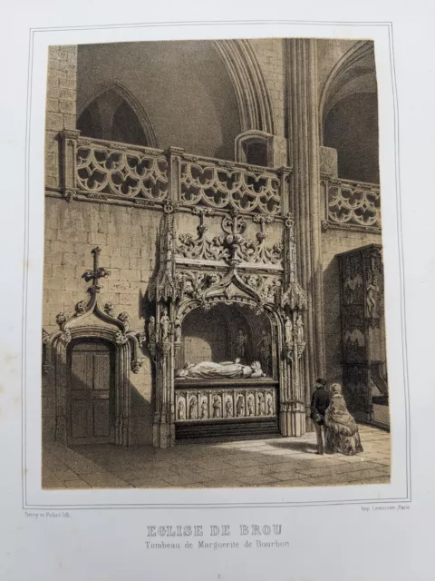 Lithographie : EGLISE DE BROU - TOMBEAU DE MARGUERITE DE BOURBON. XIXe