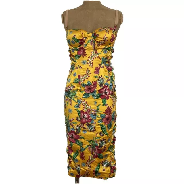 Dolce & Gabbana D&G Rare Bright Yellow Floral bustier Corset Ruched Dress IT 44 Dolce & Gabbana D&G Rare Bright Yellow Floral bustier Corset Ruched Dress IT 44