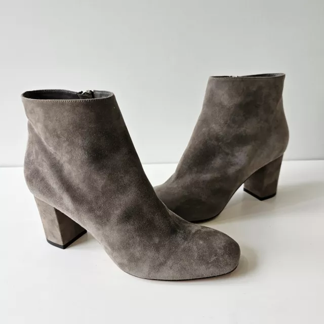 NEW Loro Piana Liza Gray Suede Ankle Boots 38.5