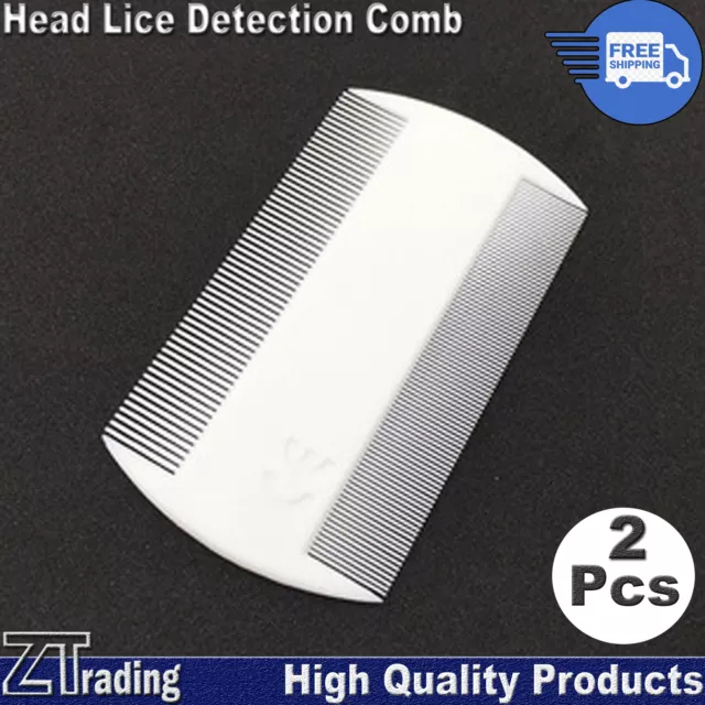 2 Pieces White Double Sided Fine Tooth Nit Comb for Head Lice Detection Haircomb
