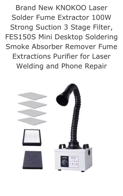 KNOKOO Laser Solder Fume Extractor 100W Strong Suction 3 Stage Filter, FES150...