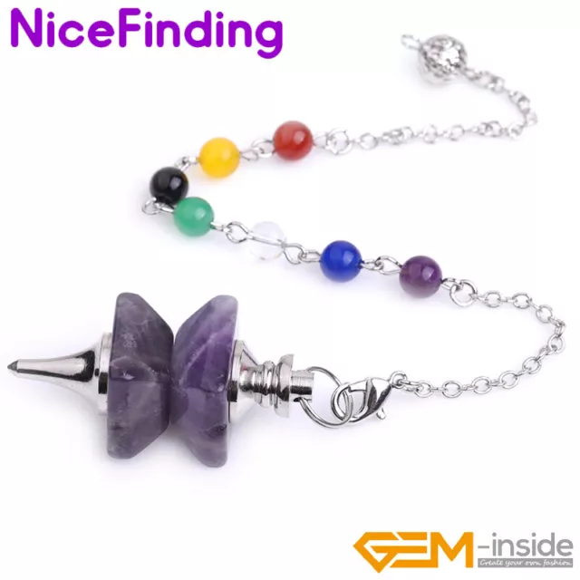 Gemstone Quartz Merkaba Pendulum Reiki Healing Pendant Dowsing 7 Chakras Gift