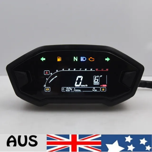 Universal Motorcycle LCD Odometer Digital Speedometer Tachometer Gauge + Sensor