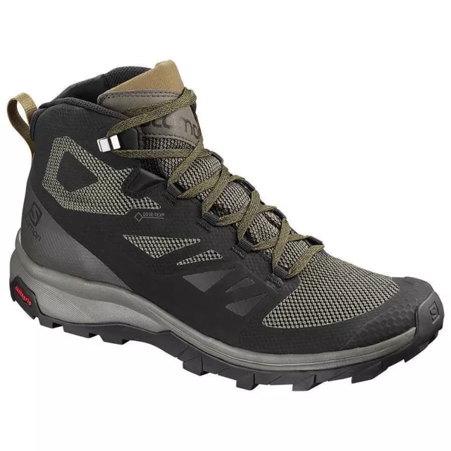 SALOMON OUTLINE MID Gore-Tex GTX Hiking Boots Beluga/Black/Capers ...