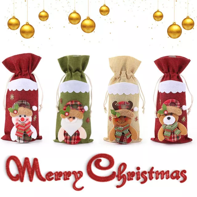 Dinner Party Table Decor Gifts Santa Claus Christmas Snowman Wine Bottle Cover