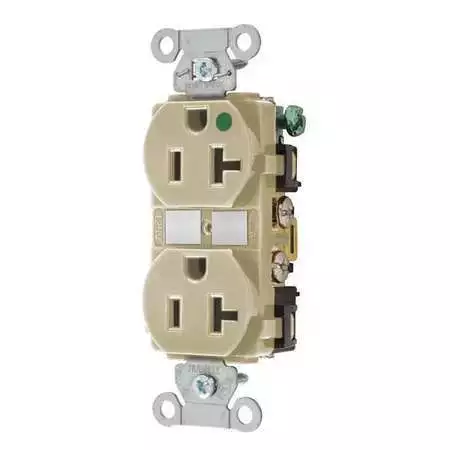 Zoro Select Bry8300hbi Receptacle, 20 A Amps, 125V Ac, Flush Mount, Standard