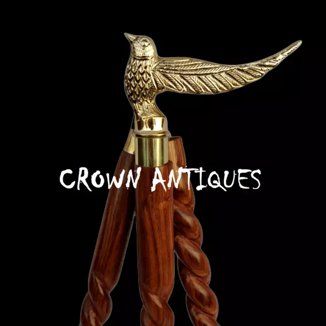 Brass Classic Vintage Walking Cane Stick Bird Handle Victorian Style Antique New