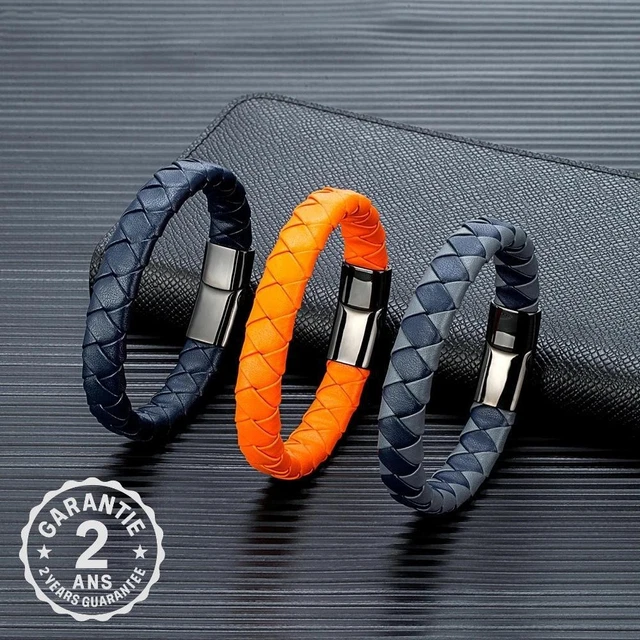 Bracelet Cuir Véritable Style Johnny Depp - Marron Acier Inox - Homme - Neuf Avec étiquettes