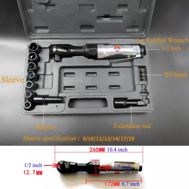 1/2" Pneumatic Mini Air Impact Wrench Rattle Gun Air Toolbox Air Wrench Ratchet