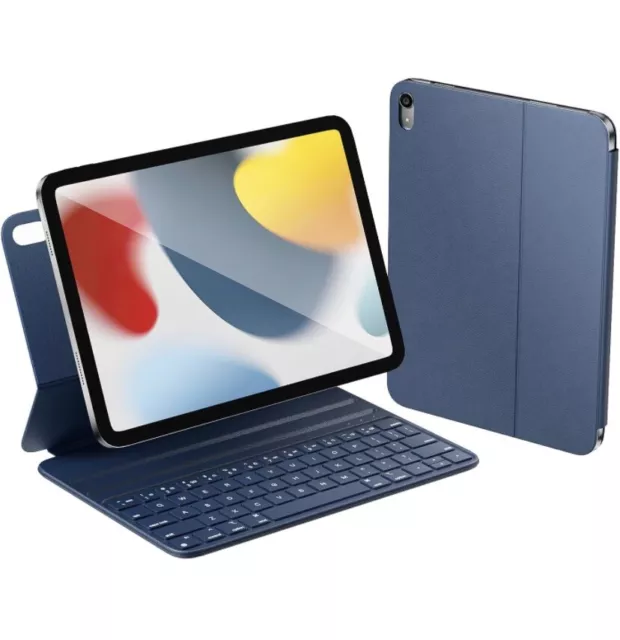 HOU ipad 10th Generation Case with Keyboard,Smart Keyboard Folio,Deep Sea Blue