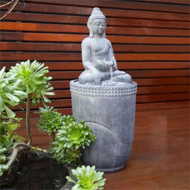 96cm Zen Buddha Outdoor Stone-Look Water Feature Fountain Tranquil & Pump Kit 2