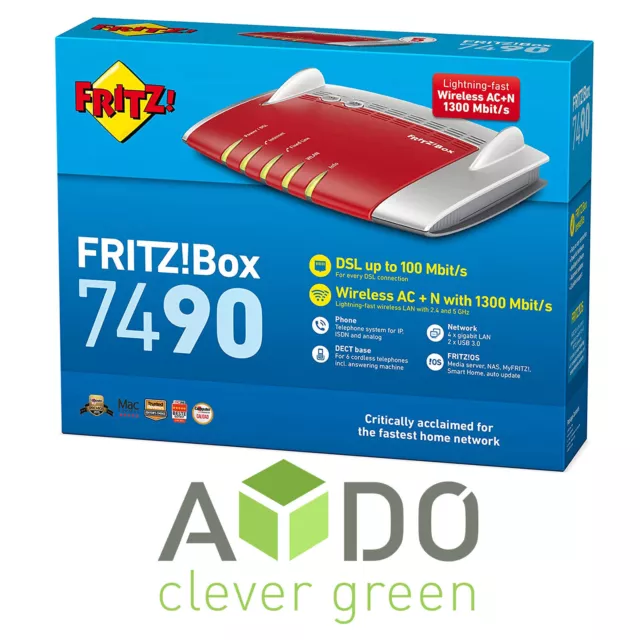 AVM FRITZBox 7490 International VDSL DSL Modem ISDN Gigabit WLAN MESH Router