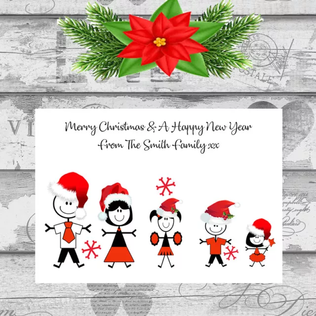 Personalised Christmas Cards x 10 Free Envelopes Family Friends 4