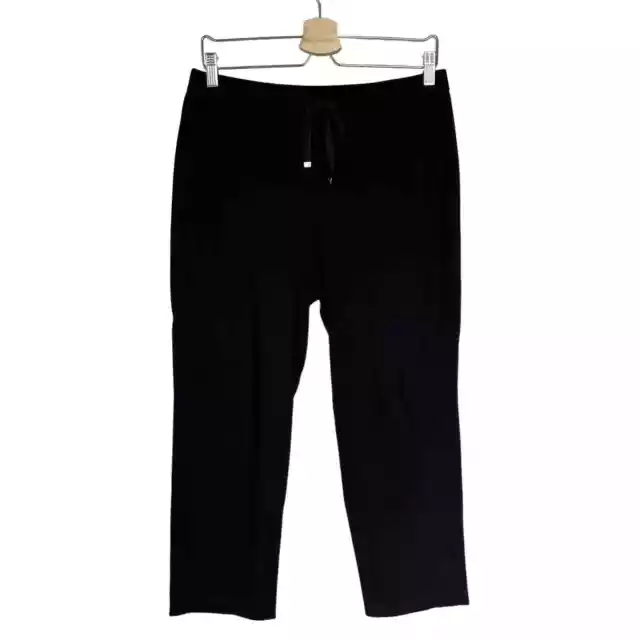 Eileen Fisher Petite Flex Ponte Drawstring Slouchy Ankle Pants in Black Size PM