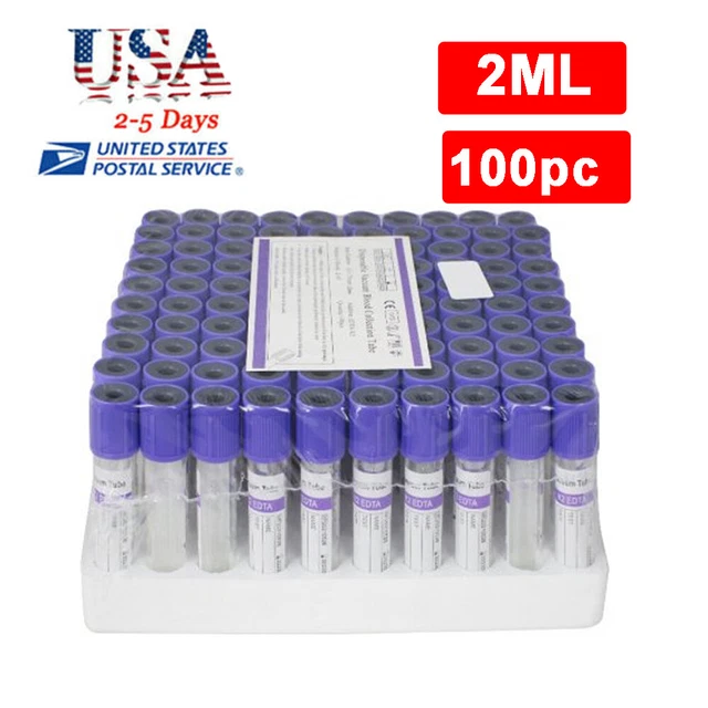 VACUUM BLOOD COLLECTION Tubes EDTA Tubes 12 x 75mm, 2mL, 100pcs EUR 26