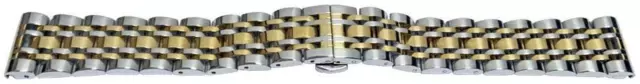 Men's Jubilee 2 Tone Full Mirror Straight Ends Watch Bracelet  S/S 18mm Lug Ends