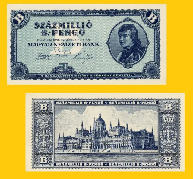 HUNGARY 100 000 000 B Pengo 1946   -- Copy