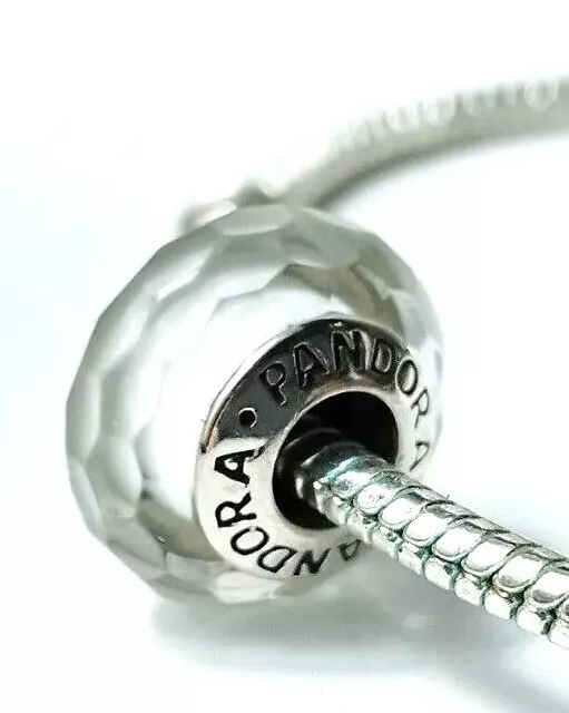 Pandora Faceted White Murano Glass BEAD SILVER EUROPEAN CHARM