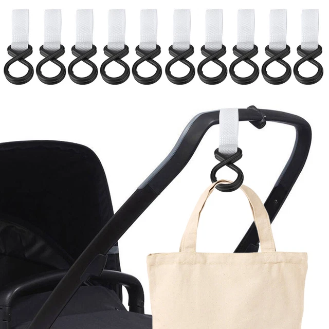 (White)Baby Stroller Hooks 10Pcs/Set 360° Double Hook 6 Colors Optional