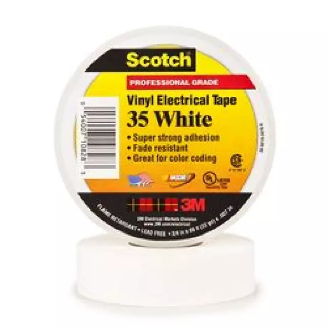 Scotch 35 Vinyl Elektro-Isolierband, Weiß, 19 mm x 20 m, 0,18 mm 3M #35-20/19 WE