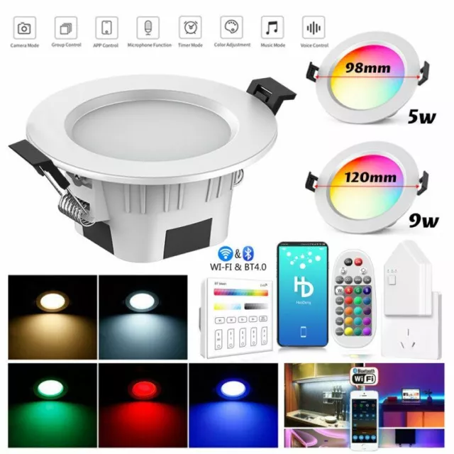 5W-9W Bluetooth LED Einbaustrahler RGB+WW+CW Einbauleuchte Decken WIFI Dimmbar