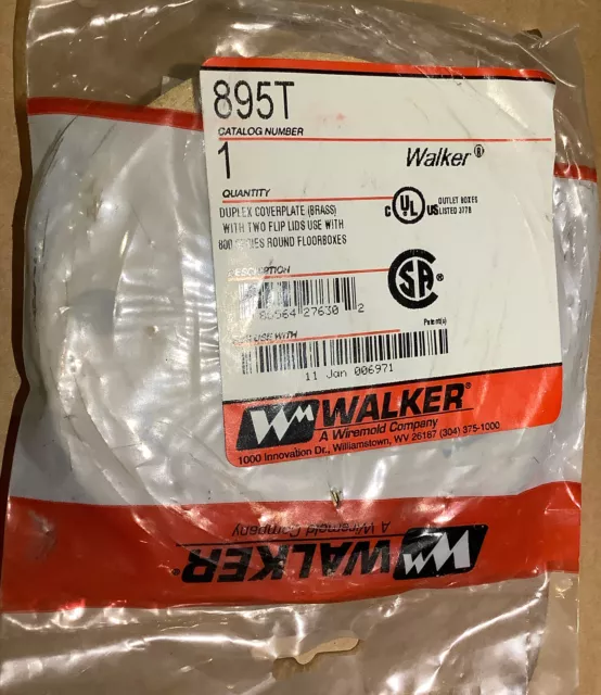 Wiremold Walker 895T Floor Box Brass Duplex Cover Plate - New In Sealed Package