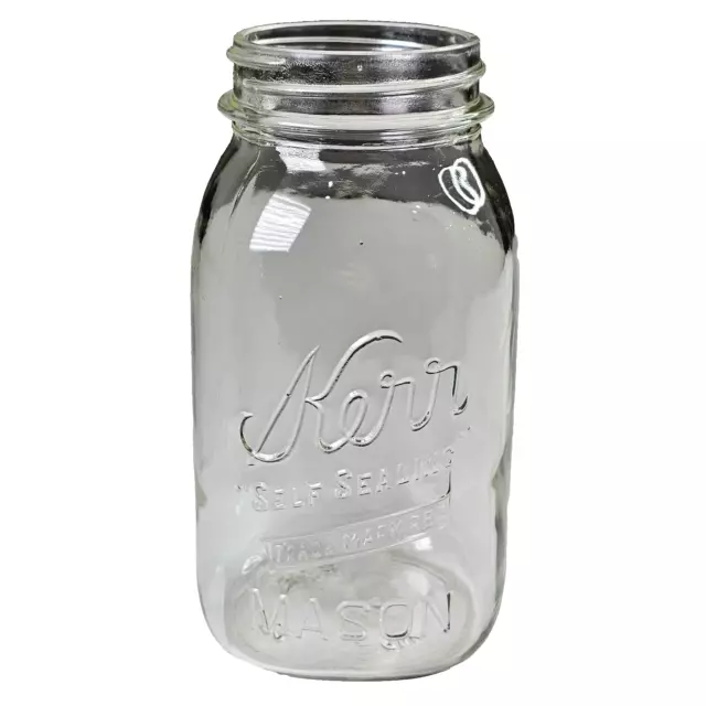 Antique Kerr Self Sealing Trade Mark Reg Mason Clear Glass Canning Jar 7" Décor