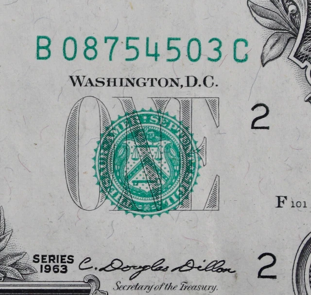 Tough $1 1963 BC block B08754503C one dollar, plain series, New York B2