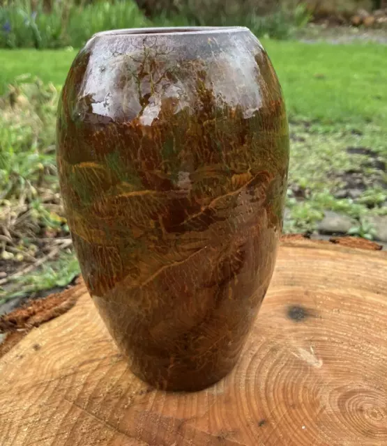 Antique Longpark Torquay Ware Devon Art Pottery Vase 18cm ~ Flowers & Leaves 3