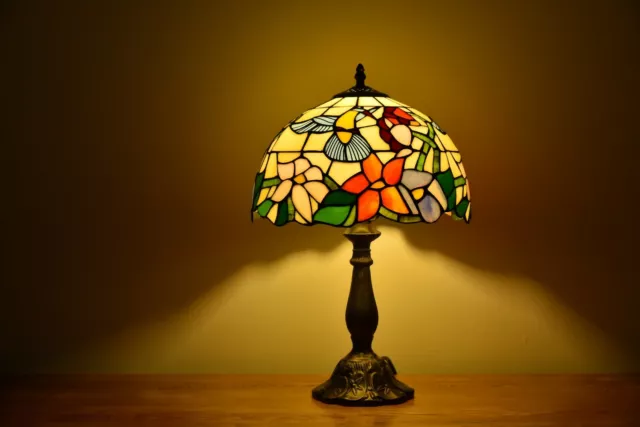 Handmade Stained Glass Hummingbird Tiffany Style Table Lamp Accent Lamp H 18"