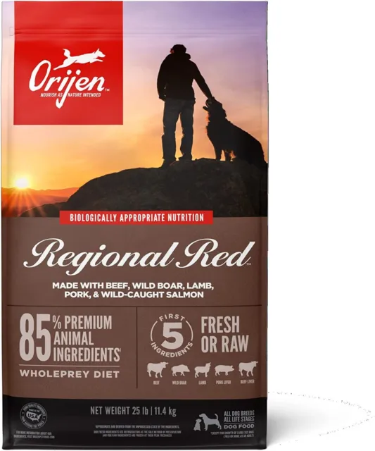ORIJEN Dog Regional Red Recipe High Protein Grain Free Dry Dog Food 25 Lbs