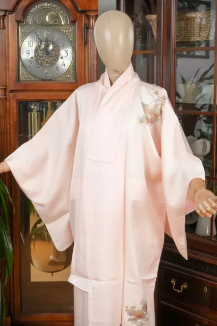 Dear Vanilla Japanese Silk Homongi Kimono Women's Authentic Japan Vintage Mint 2