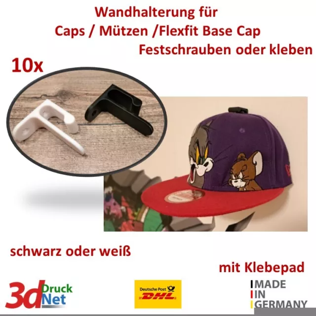 10x Cap Wandhalterung BaseCap Halterung Mützen Wand Halter für New Era Flexfit