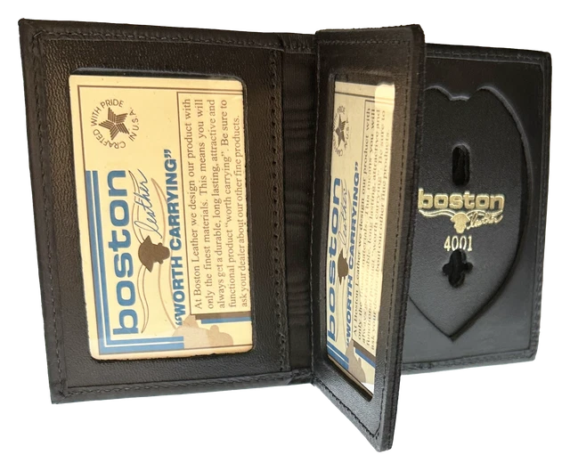 BOSTON LEATHER BOOK STYLE BADGE CASE: Shield Cutout (122-S-4001)