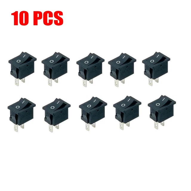 Lot De 10 Mini Interrupteurs à Bascule ON/OFF - Encastrable Snap-in - Pour Bateau, Auto, Appareils Ménagers - Noir