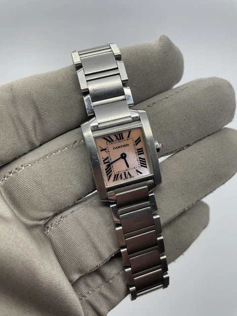 CARTIER Tank Francaise Ladies Quartz Watch Pink MOP Dial 2384 W51028Q3