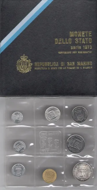 1973 Republic of San Marino Divisional coins BU with 500 lire in silver