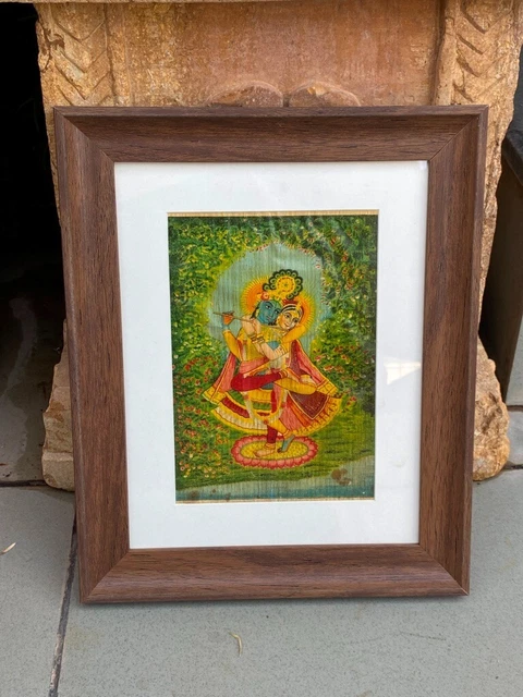 Radha Ravi ANTIQUE RARE HINDU God Krishna Radha Ravi Varma Old Print With New ...